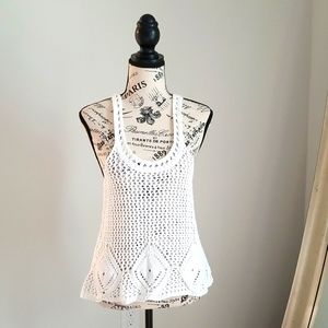 White Crochet Tank Top